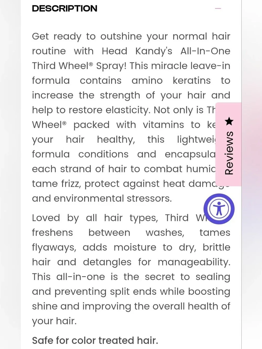 Head Kandy Third Wheel Spray Amino Keratin Heat Protectant 13.5oz NEW